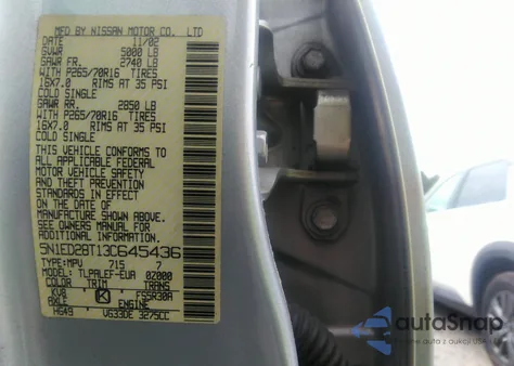 2003 Nissan Xterra Xe из США, поврежденный, VIN 5N1ED28T13C645436